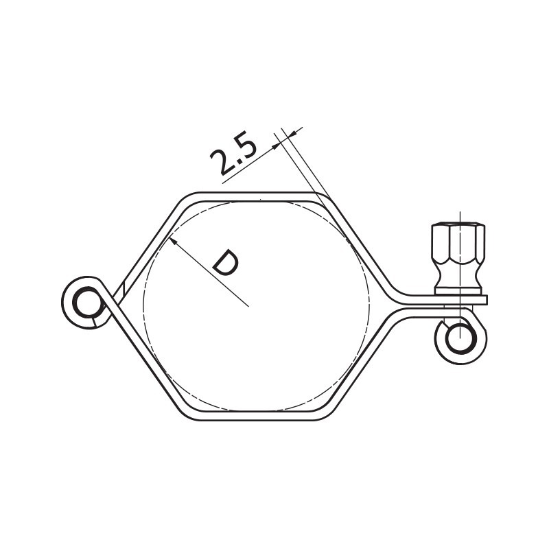 Collier hexagonal articulé SMS sans tige inox 304