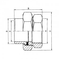 Raccord Union 3 pièces - Lisse Femelle avec écrou octogonal et joint PTFE - Série J06  - SOFRA INOX