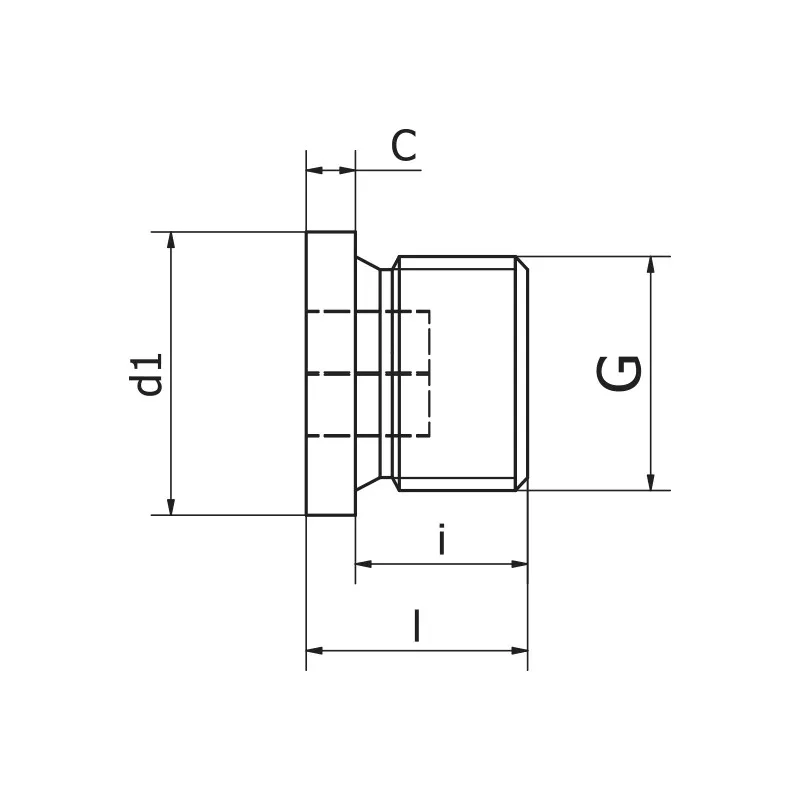 Hexagonal male plug with shoulder DIN 908 - Gas thread - Stainless ...