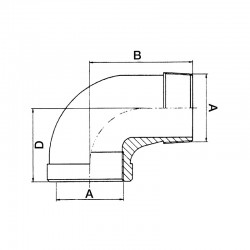 Coude 90° Male-Femelle moulé - filetage GAZ - Accessoire de tuyauterie 1.4436 - SOFRA-INOX