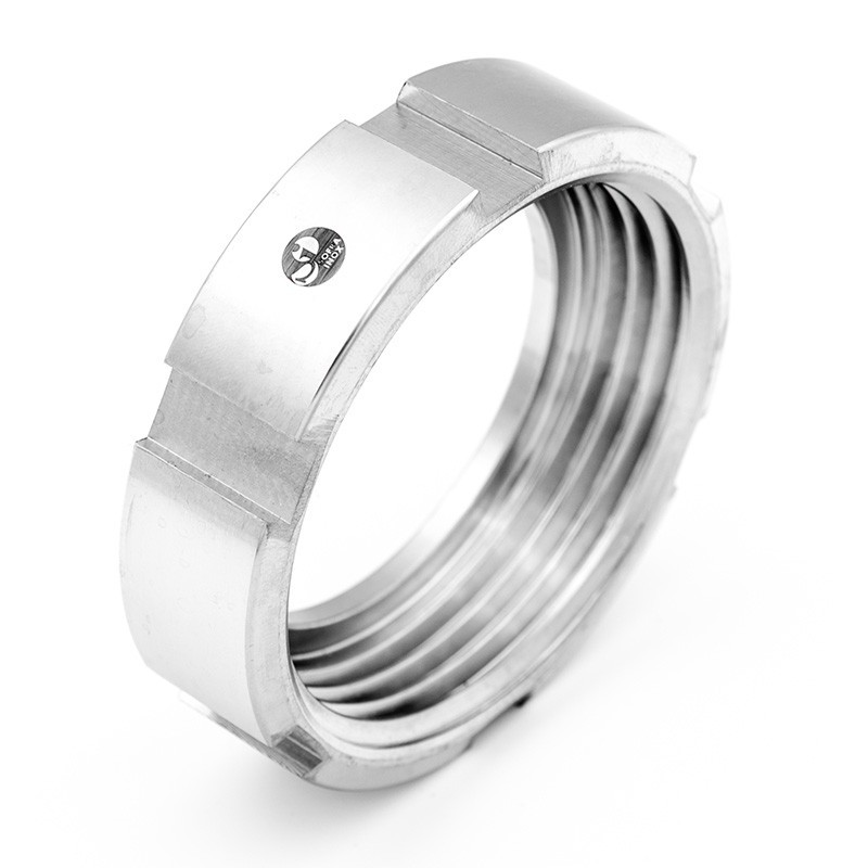 Round nut RJT with notches in stainless steel 304 for food connection : SOFRA INOX