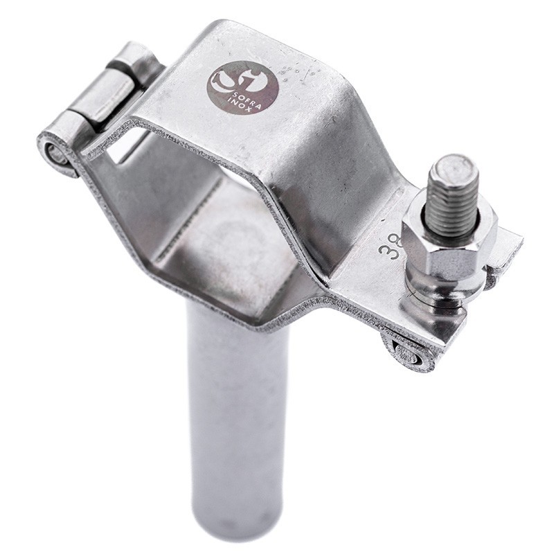 SMS hinged hexagonal pipe holder with rod made of 304 stainless steel - SOFRA INOX