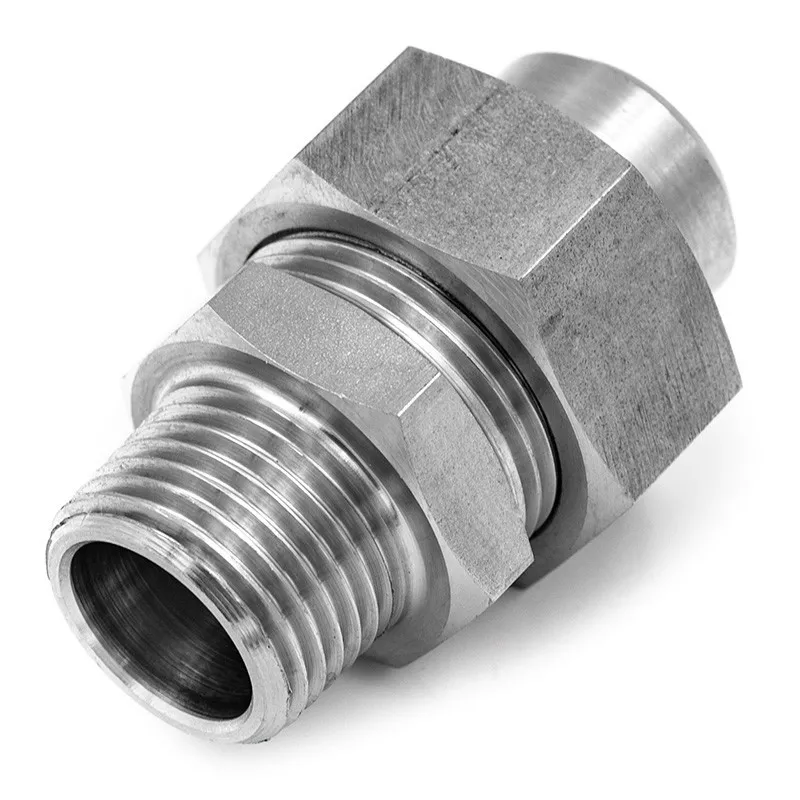 Raccord Union 3 pièces - Lisse Mâle avec écrou hexagonal et joint PTFE Série J  - SOFRA INOX