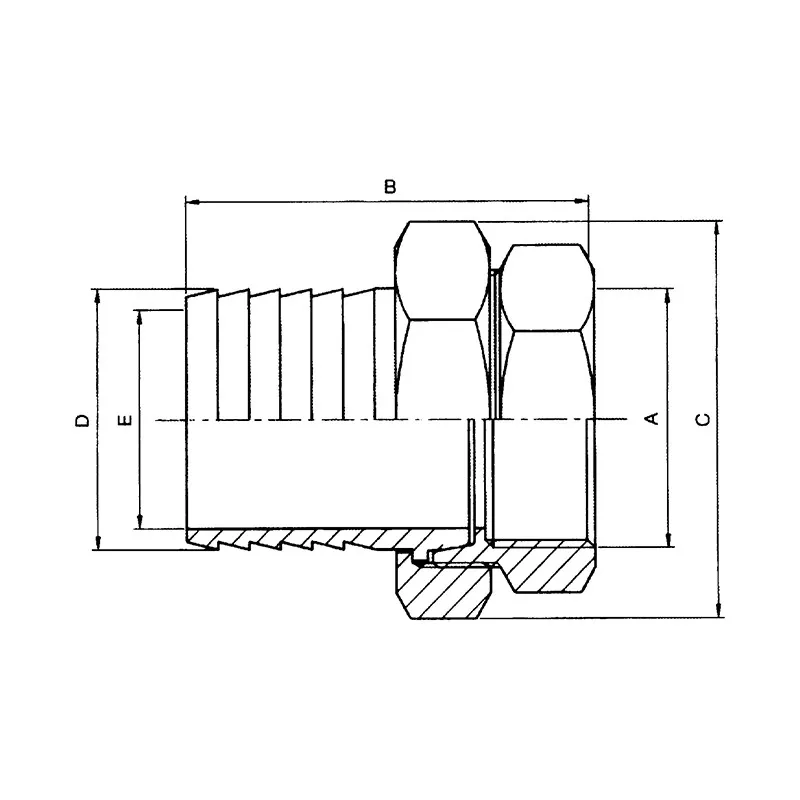 3 pieces Union Fitting Female Splined Hexagonal nut NPT thread
