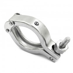 Clamp for Clamp DIN 32676, double joint, made of stainless steel 304 (EN 10213), with domed hexagonal nut.