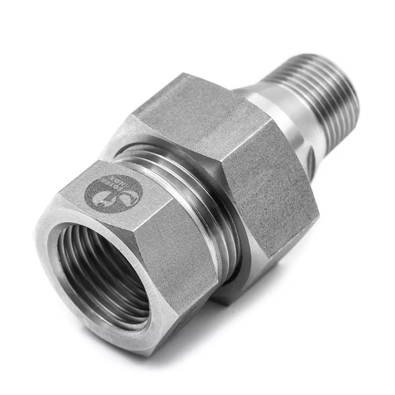 Raccord Union 3 pièces Mâle Femelle en inox 316L avec écrou hexagonal et Joint PTFE - Série J  - SOFRA INOX