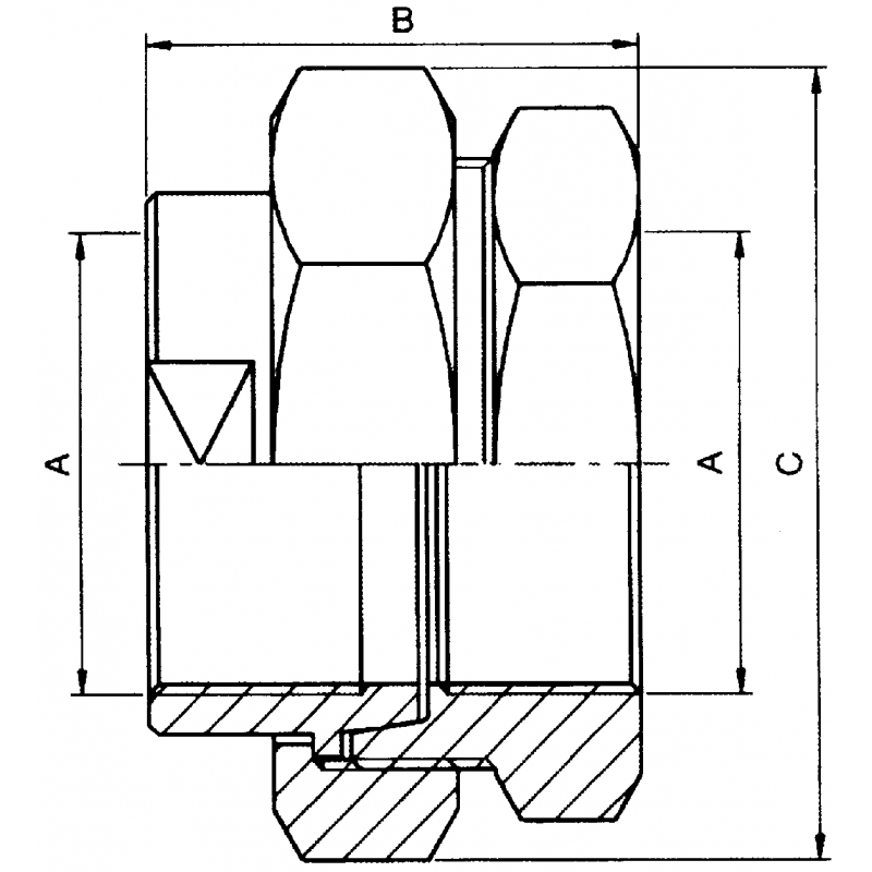 Union Fitting - BW Female - Octagonal Nut - Gas Thread - M6L