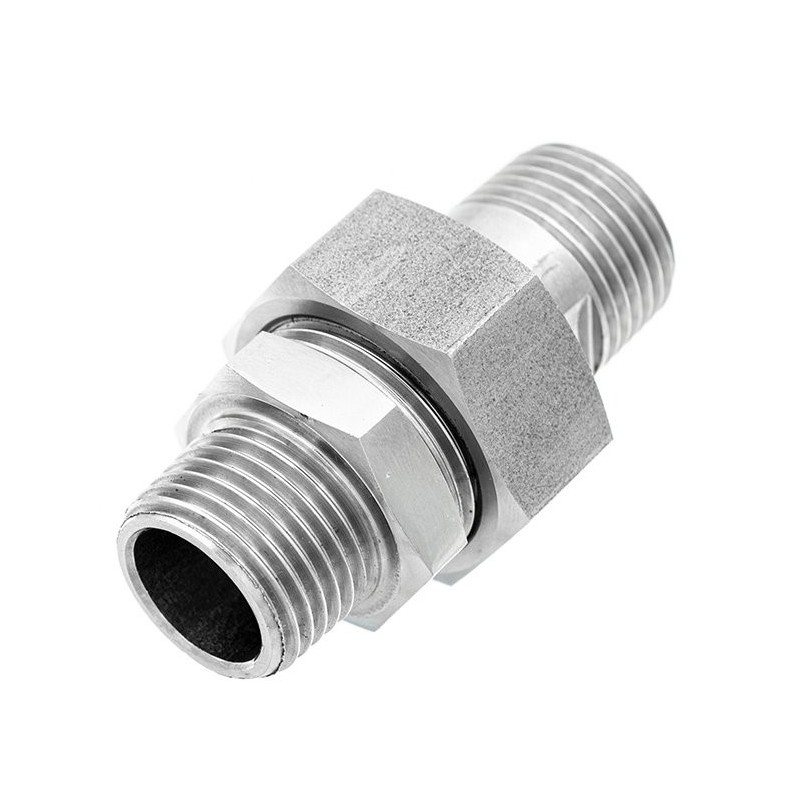 3 pieces Union Fitting - Male Male with seal - Hexagonal nut - Gas thread - J Series - SOFRA INOX