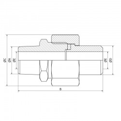 Raccord Union 3 pièces - Lisse Mâle avec écrou octogonal et joint PTFE - Série J06  - SOFRA INOX