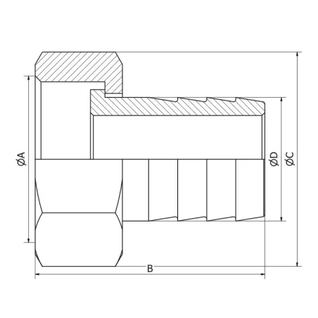 Swivel nut with gas thread and grooved end - stainless steel 316L ...