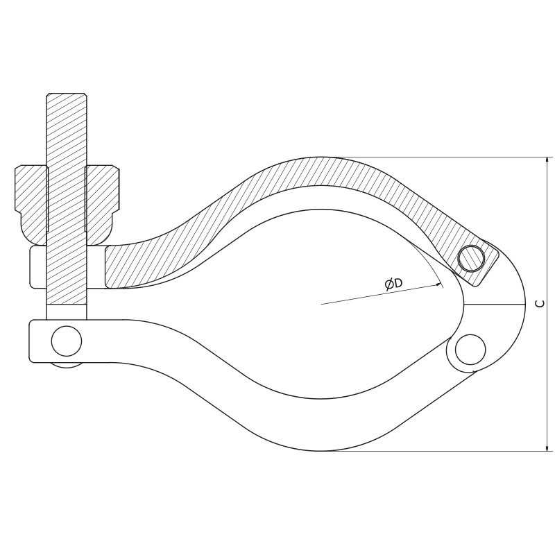 Aluminum Flange Clamp, Centering O-rings with Fluorine Rubber
