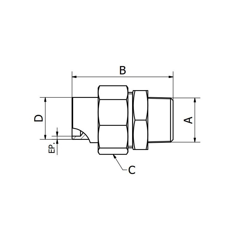 Thin BW Male Union Fitting, French manufacturing SOFRA INOX