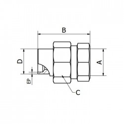 3 pieces thin Union Fitting  - BW Female - Gas Thread - 316L - SOFRA INOX