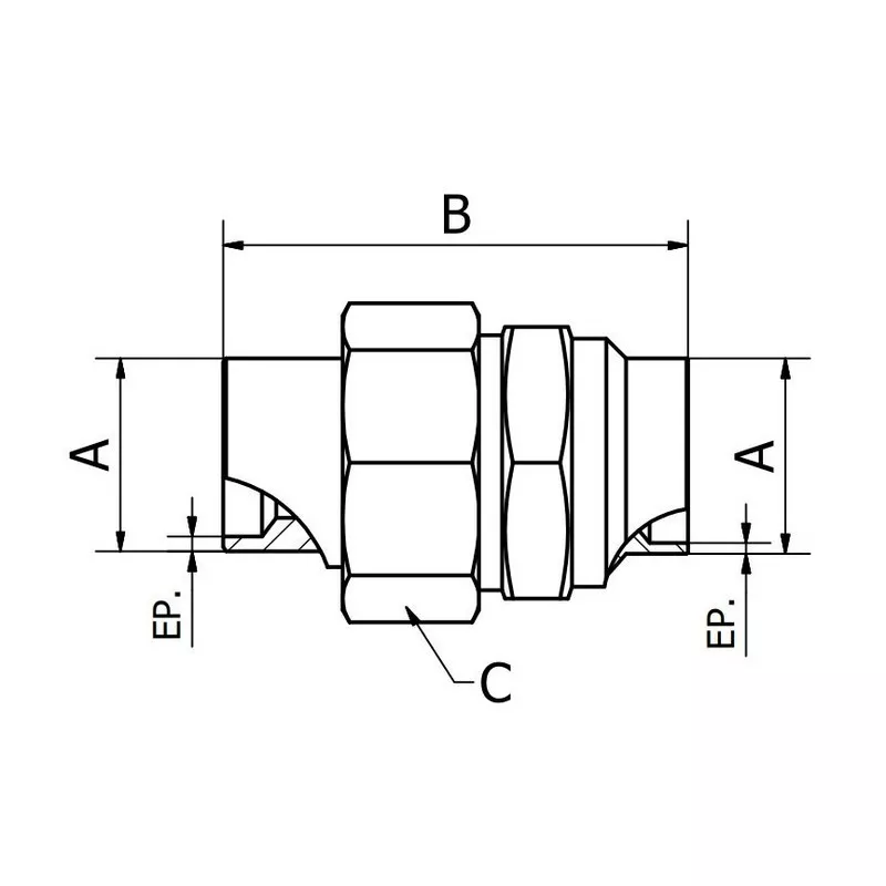 Thin Union Fitting BW BW with conical seat Gas Thread 316L SOFRA INOX