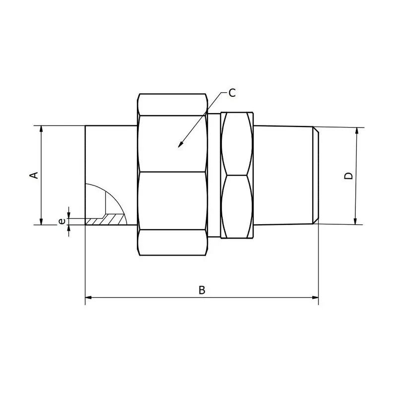 Thin Union Fitting Male BW with conical seat Gas Thread 316L