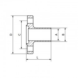 Male flange DIN 11864-2 for ISO pipe - 316L stainless steel - SOFRA INOX